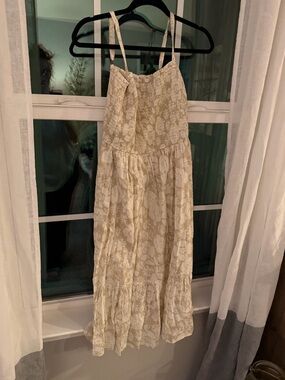 GAP Cream Floral Maxi Skirt with Smocked Bodice